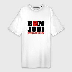 Футболка женская-платье Bon Jovi band, цвет: белый