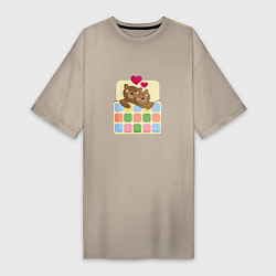 Женская футболка-платье Спящие влюбленные медведи