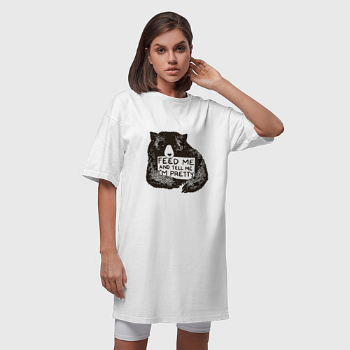 Женская футболка-платье Покорми меня / Белый – фото 3