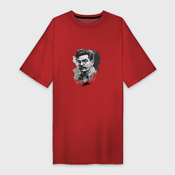 Футболка женская-платье Сталин в черно-белом исполнении, цвет: красный