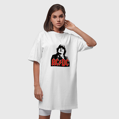 Женская футболка-платье ACDC rock / Белый – фото 3