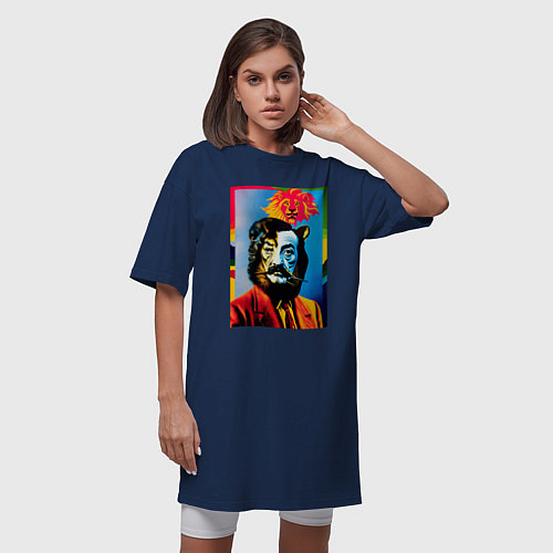 Женская футболка-платье Salvador Dali: Self Portrait / Тёмно-синий – фото 3