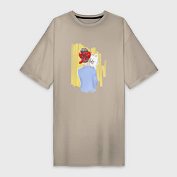 Женская футболка-платье Девушка с собачкой