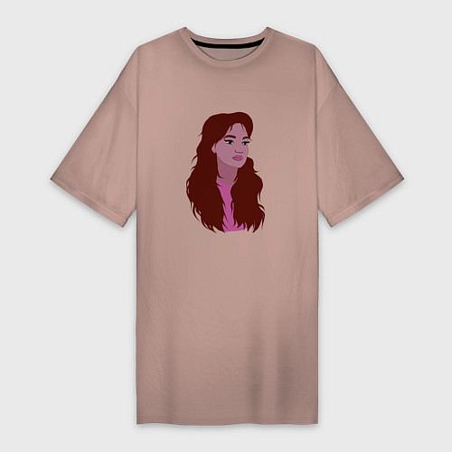Женская футболка-платье Девушка с рыжими волосами / Пыльно-розовый – фото 1