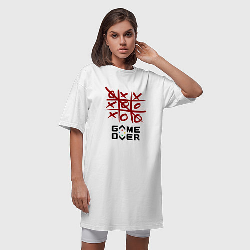 Женская футболка-платье Крестики нолики game over / Белый – фото 3