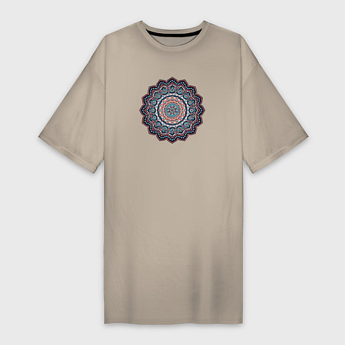 Женская футболка-платье Индийская Mandala / Миндальный – фото 1
