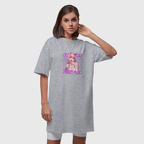 Женская футболка-платье Zero Two надписи / Меланж – фото 3