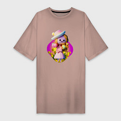 Женская футболка-платье Мимозы и кукла