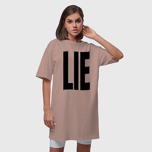 Женская футболка-платье Lie: большие вытянутые буквы / Пыльно-розовый – фото 3