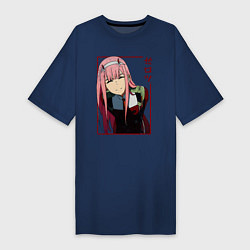 Футболка женская-платье Zero Two anime girl, цвет: тёмно-синий