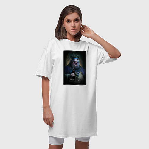 Женская футболка-платье Краснодар - персонаж / Белый – фото 3