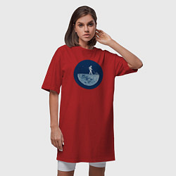 Футболка женская-платье Космонавт с газонокосилкой, цвет: красный — фото 2