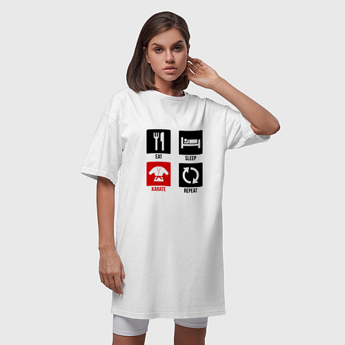 Женская футболка-платье Питание сон карате повтори / Белый – фото 3