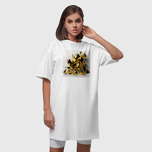 Женская футболка-платье Золотая геометрия / Белый – фото 3
