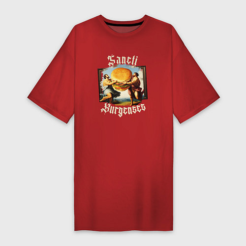 Женская футболка-платье Античный бургер / Красный – фото 1