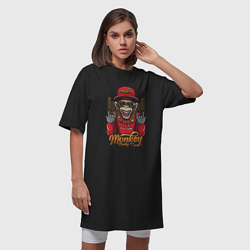Женская футболка-платье Monkey funky inscription / Черный – фото 3