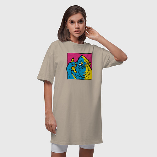 Женская футболка-платье Горилла с бананом / Миндальный – фото 3