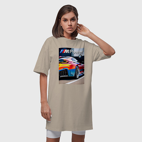 Женская футболка-платье BMW M Power - motorsport / Миндальный – фото 3