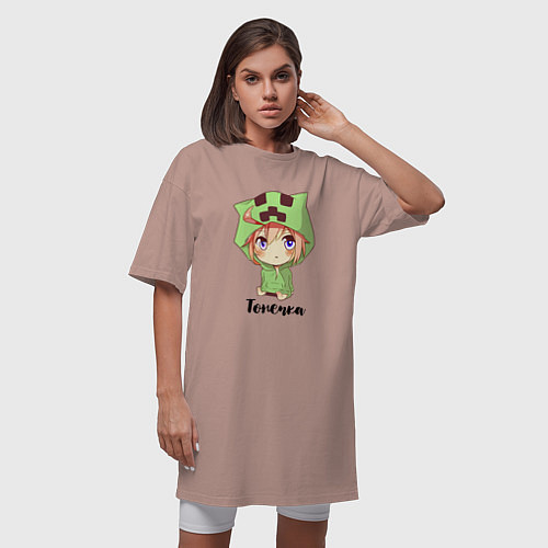 Женская футболка-платье Тонечка - Майнкрафт / Пыльно-розовый – фото 3