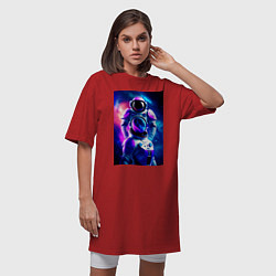 Футболка женская-платье Космический герой, цвет: красный — фото 2