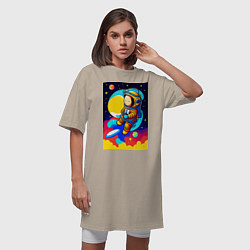 Футболка женская-платье Маленький космонавт, цвет: миндальный — фото 2