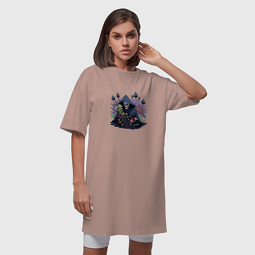 Женская футболка-платье Floral Death / Пыльно-розовый – фото 3