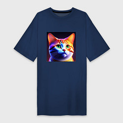 Женская футболка-платье Милый котик с большими глазами