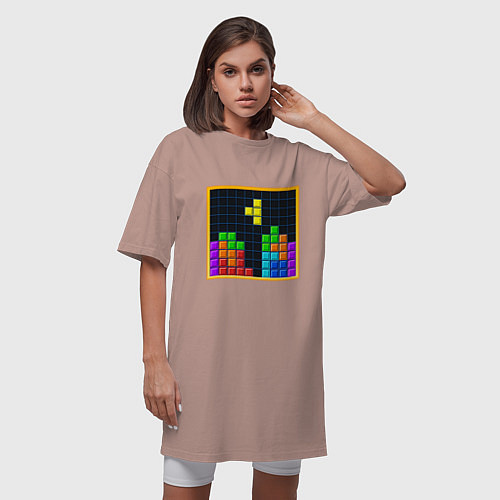 Женская футболка-платье Tetris / Пыльно-розовый – фото 3