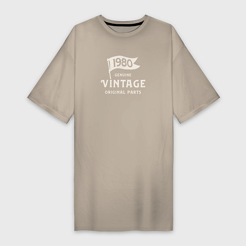 Женская футболка-платье 1980 подлинный винтаж - оригинальные детали / Миндальный – фото 1