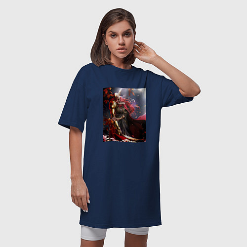 Женская футболка-платье Маления из Элден Ринг / Тёмно-синий – фото 3