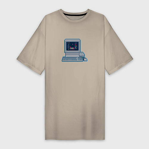 Женская футболка-платье Самая известна компьютерная игра в СССР тетрис / Миндальный – фото 1