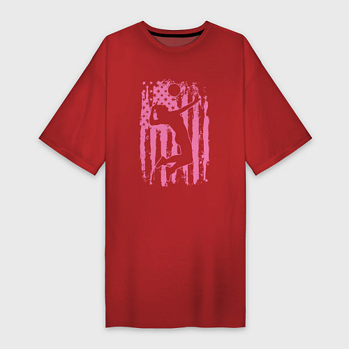 Женская футболка-платье Pink USA volleyball / Красный – фото 1