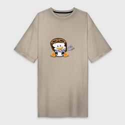 Женская футболка-платье Пингвин в шапке лётчика