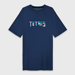 Женская футболка-платье Тетрис надпись из блоков