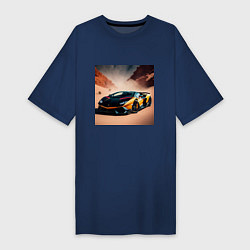 Футболка женская-платье Lamborghini Aventador, цвет: тёмно-синий