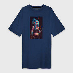 Футболка женская-платье Arcane league of legends Jinx, цвет: тёмно-синий