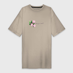 Женская футболка-платье Весна в сердце