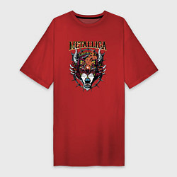 Футболка женская-платье Metallica - wolfs muzzle - thrash metal, цвет: красный