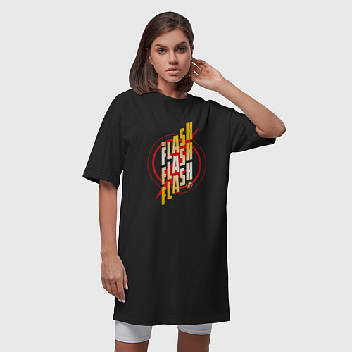 Женская футболка-платье Flash x3 / Черный – фото 3