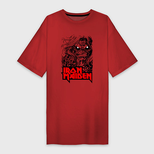 Женская футболка-платье Iron Maiden eyes / Красный – фото 1