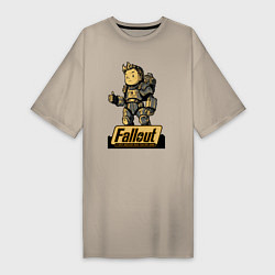 Футболка женская-платье Vault boy in armor, цвет: миндальный