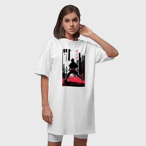 Женская футболка-платье Бусидо - кодекс самурая - путь война / Белый – фото 3