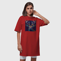 Футболка женская-платье Красочный олень - нейросеть, цвет: красный — фото 2