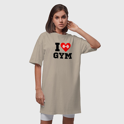 Женская футболка-платье I love gym / Миндальный – фото 3