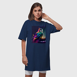 Футболка женская-платье Музыкальная сова - нейросеть, цвет: тёмно-синий — фото 2