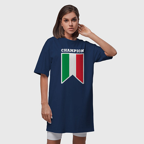 Женская футболка-платье Италия чемпион / Тёмно-синий – фото 3