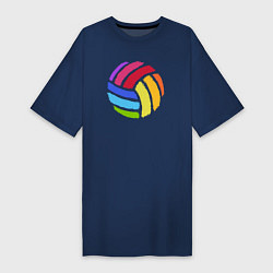 Футболка женская-платье Rainbow volleyball, цвет: тёмно-синий