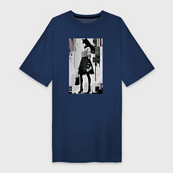 Футболка женская-платье Городская волчица - Нью-Йорк - нейросеть, цвет: тёмно-синий