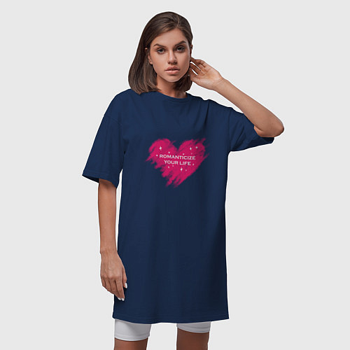 Женская футболка-платье Romanticize your life / Тёмно-синий – фото 3