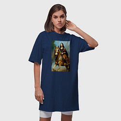 Футболка женская-платье Мона Лиза верхом на коне, цвет: тёмно-синий — фото 2